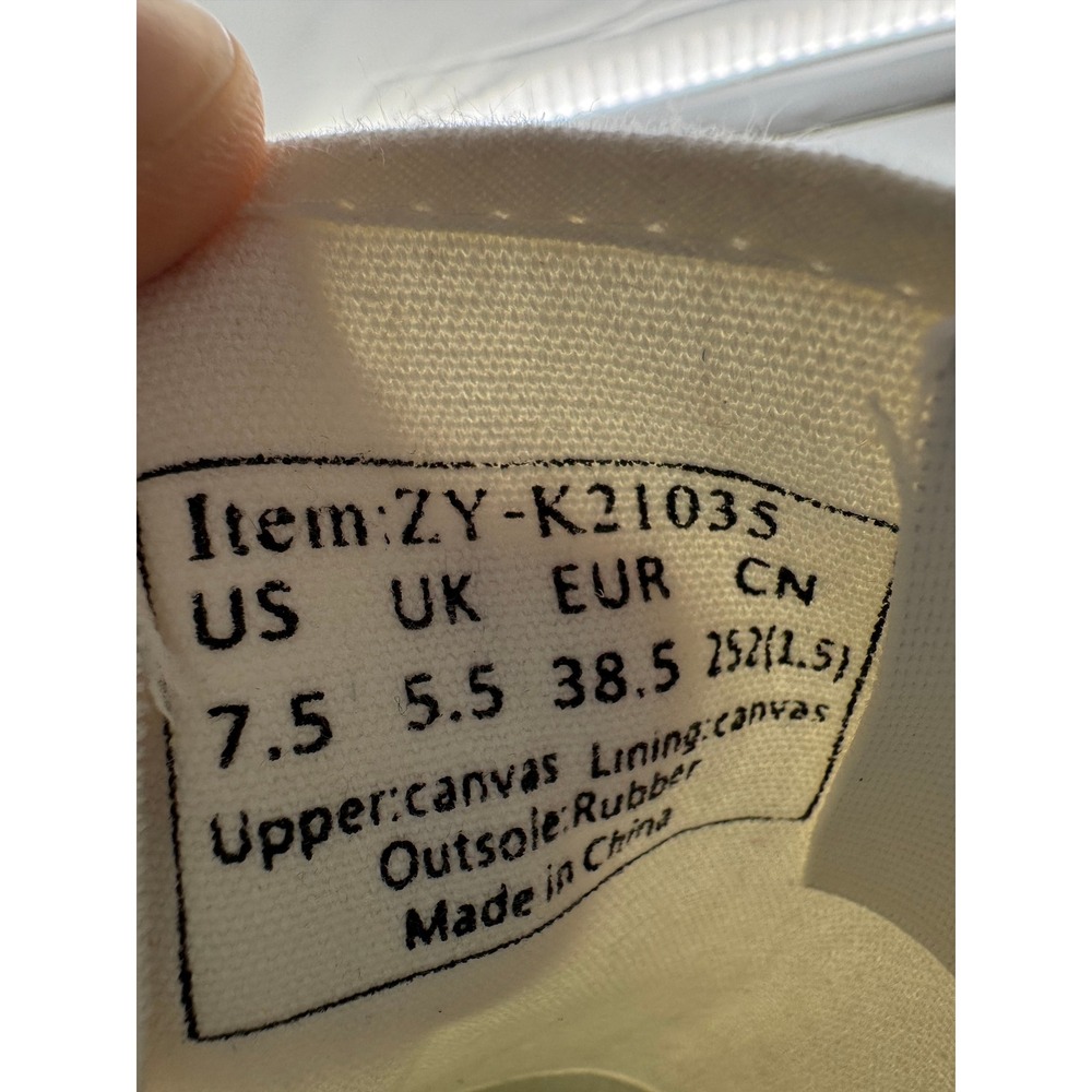 White Canvas Slip On Sneakers Women'sSize 7.5 Casual Shoes - Picture 6 of 7